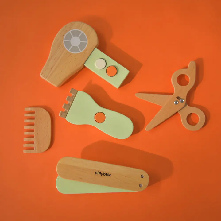 Playbox Comb &amp; Shine - Wooden Kids Hair Salon Playset