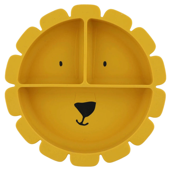 Trixie Silicone Divided Suction Plate | 100% Food-Grade Silicone Plate with Stick &amp; Stay Base, Compartments &amp; Easy-Clean Design | 4 Months Onwards | Mr. Lion