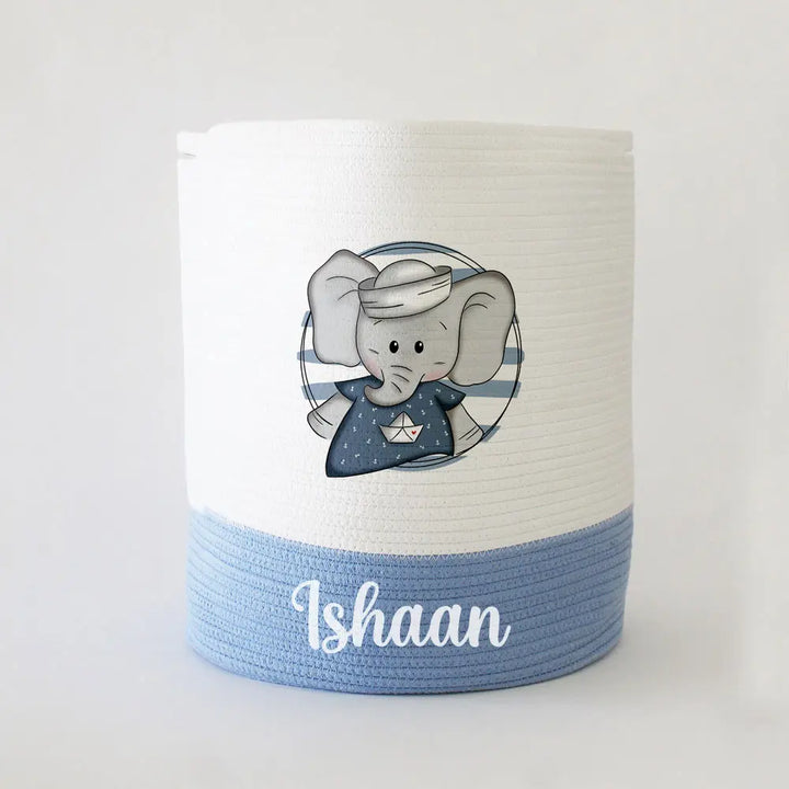 The Tiny Trove Personalized Storage Basket - Large - Sailor Theme - Blue