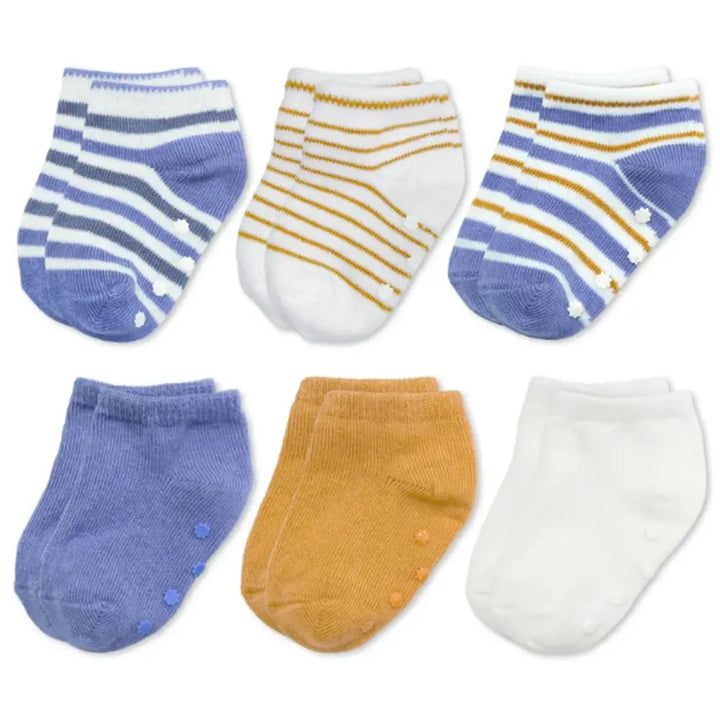 Nintara Anti-Slip Baby Socks - Set of 6 | Blue Bundle (0-3M)