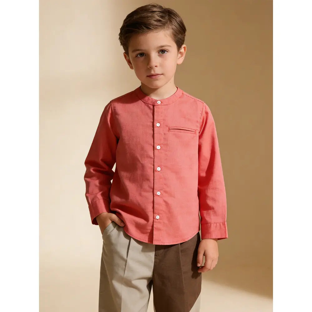 The Baby Trunk Unisex Coral Band Collar Shirt | 0 to 24 Months