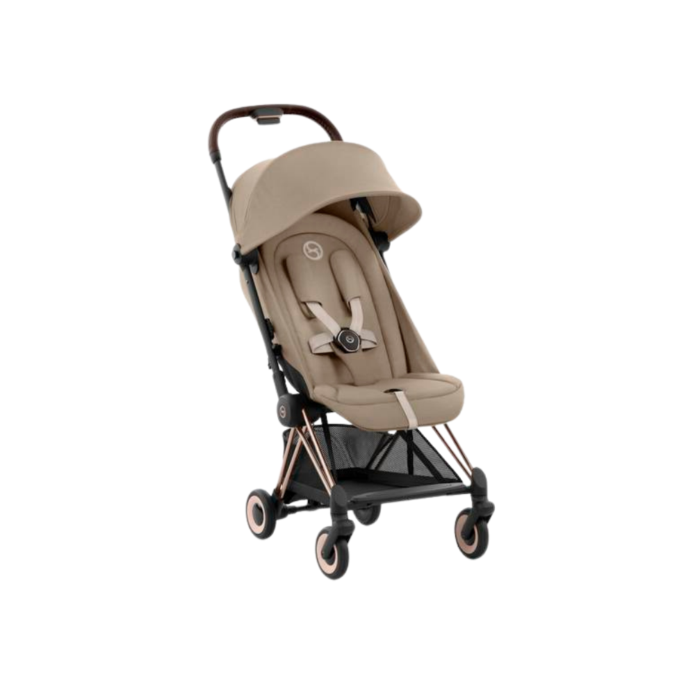 Cybex COYA Compact Travel Friendly Stroller Cozy Beige - Rosegold  Frame