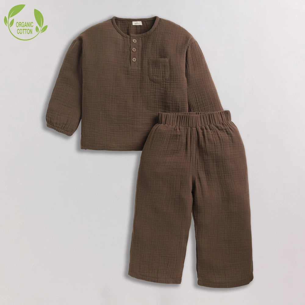 Cot &amp; Candy Baby Organic Boys Cordset - Cocoa Whisper