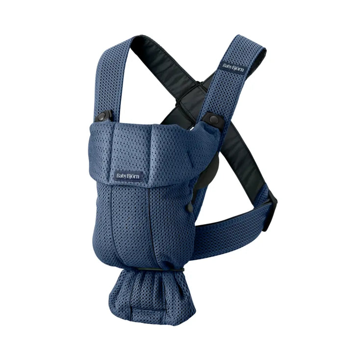 BabyBjorn Mini Baby Carrier, Soft &amp; Lightweight Mesh Fabric, 3 Carrying Positions, Ergonomic Hip and Head Support, Adjustable Waistbelt &amp; Cross Straps, Easy to Use, Birth to 12 Months (upto 11kg) - Navy