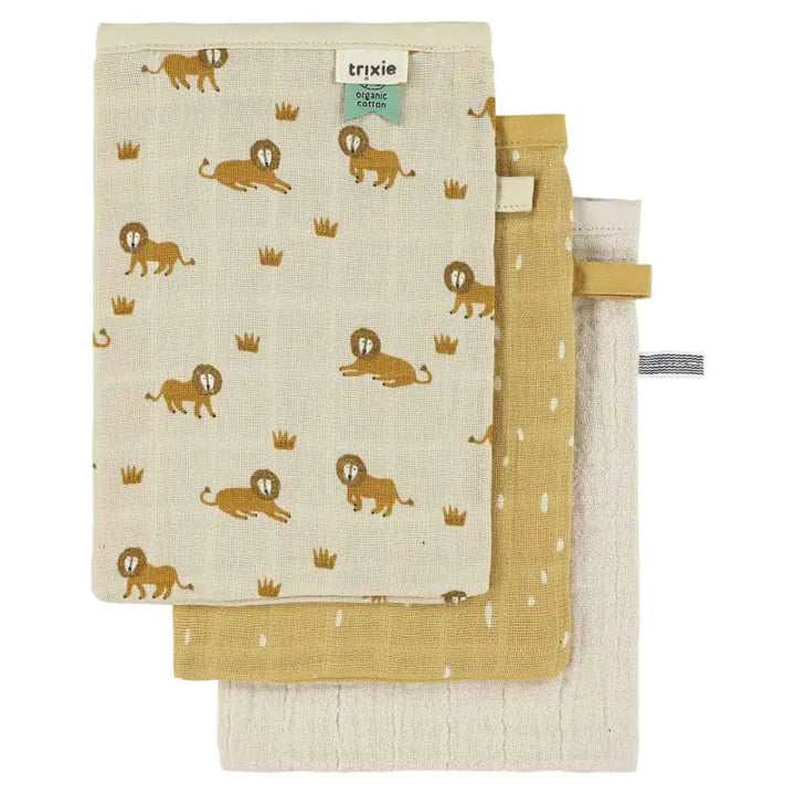 Trixie Muslin washcloths 3-pack mix - Lively Lion