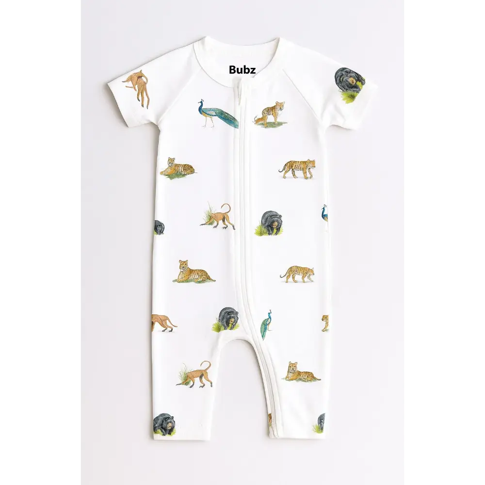 Bubz Bamboo Baby Romper - Soft Breathable Two-Way Zip - Wild Wonders