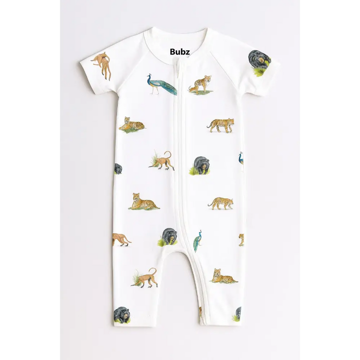 Bubz Bamboo Baby Romper - Soft Breathable Two-Way Zip - Wild Wonders