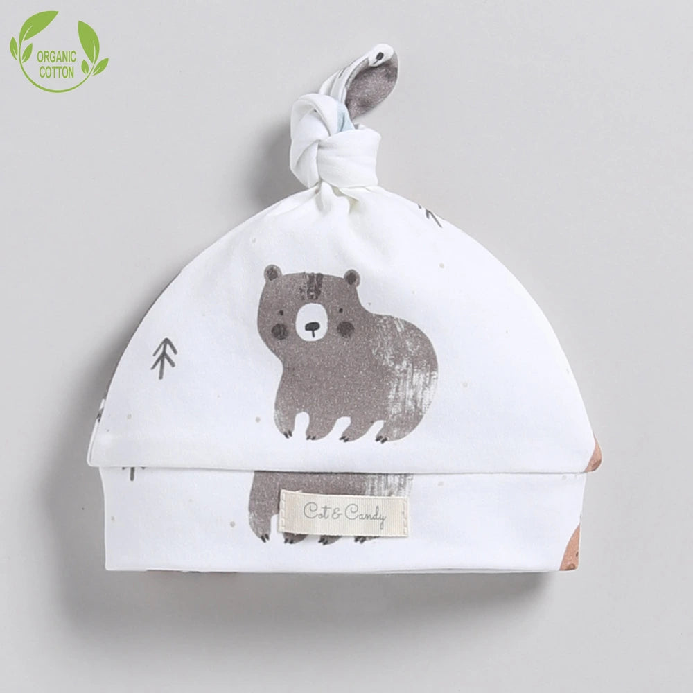 Cot &amp; Candy Baby Organic Beanie - Amber Woodland