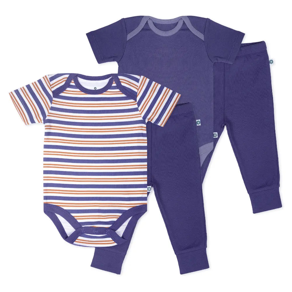 Nintara Baby 100% Cotton Unisex Bodysuit &amp; Pant Set – Midnight Duo (Pack of 2)