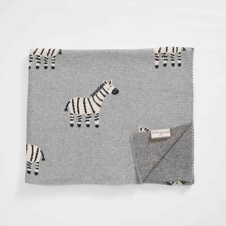 Annasimona Kids Zebra Cotton Knitted Blanket - ONE SIZE