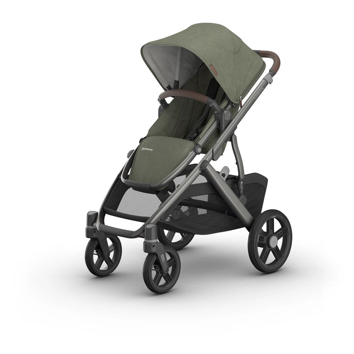 UPPAbaby Vista V3 Reversible Seat Stroller, Flat Recline, Multiple Seat Configurations, Converts to Sibling Stroller, Includes Insect Net and Rain Cover, up to 4 Years - Evelyn/Meadow Green