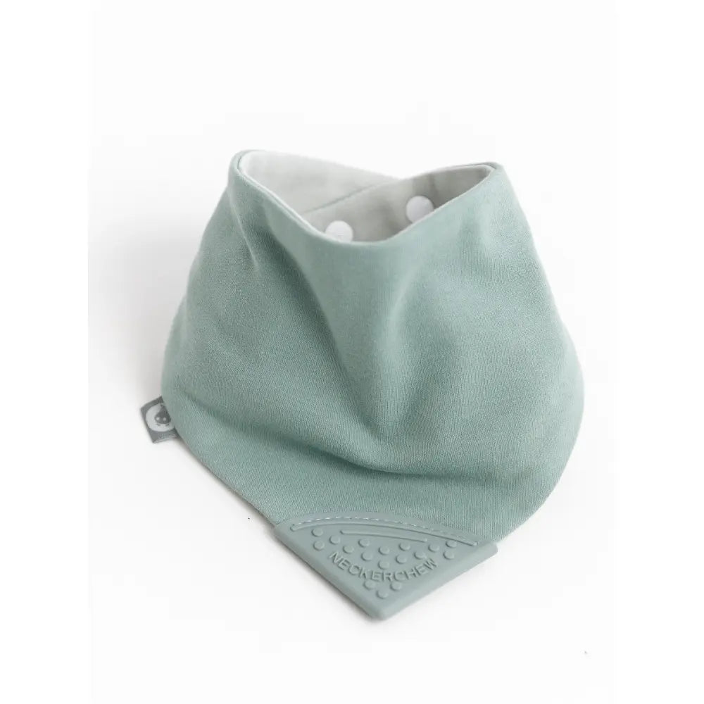 Cheeky Chompers Neckerchew for Babies &amp; Toddlers, Reversible Bib with Attached Silicone Teether, Super Absorbent, BPA-Free, 2–24 Months - Sage Green