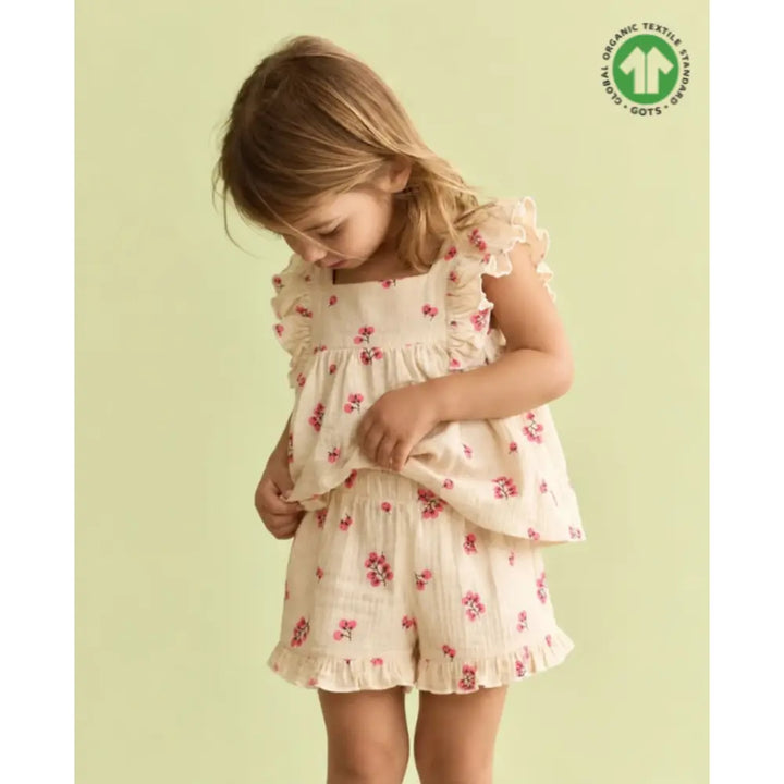 Sweetlime By As Cherry Kiss Cotton Ruffle Summer Co-ord Set