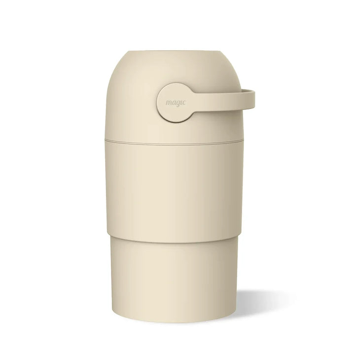 Magic THOTH M Diaper Pail, Odorless Nappy Bin, Compact &amp; Space-Saving Design, Compatible with Regular Plastic Bags, Converts for 2nd Life Use, Holds Up to 25 Newborn Diapers - Beige