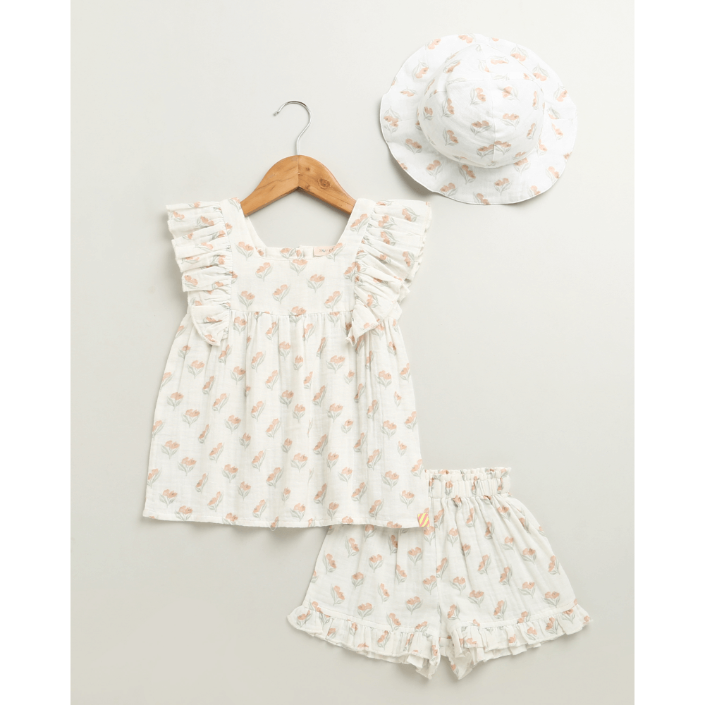 Sweetlime By AS Blossom Breeze Organic Cotton Summer Co-ord Set with a Hat