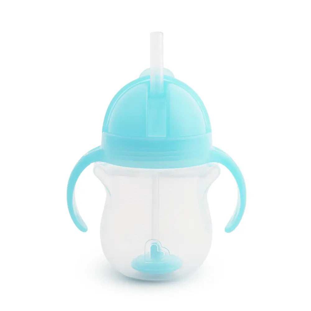 Munchkin Click Lock Tip &amp; Sip Weighted Straw Cup with Handles – Spill-Proof Sippy Cup with Flip-Top Lid, 7oz, BPA-Free, 6+ Months - Blue