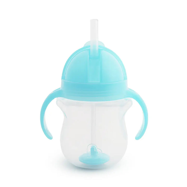 Munchkin Click Lock Tip &amp; Sip Weighted Straw Cup with Handles – Spill-Proof Sippy Cup with Flip-Top Lid, 7oz, BPA-Free, 6+ Months - Blue