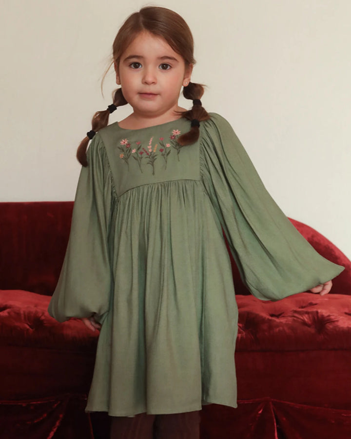 Early Sunday Belle Dress For Girls - Sage Green