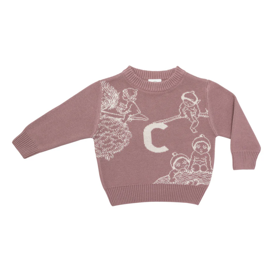 NamelyCo Personalised May Gibbs Letter Jumper - Rose Bloom