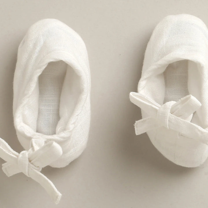 Sweetlime By As Unisex Pure Comfort Organic Cotton Baby Booties - White