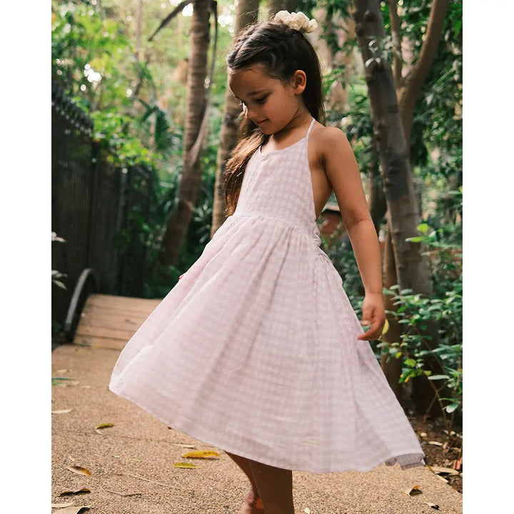 Love The World Today Bloom Dress In Lilac Rhombus For Girls