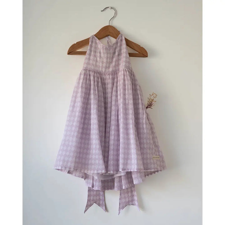 Love The World Today Bloom Dress In Lilac Rhombus For Girls