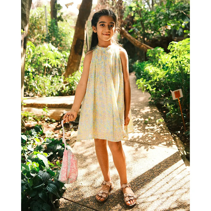 Love The World Today Kin Dress In Lemon Butterfly For Girls