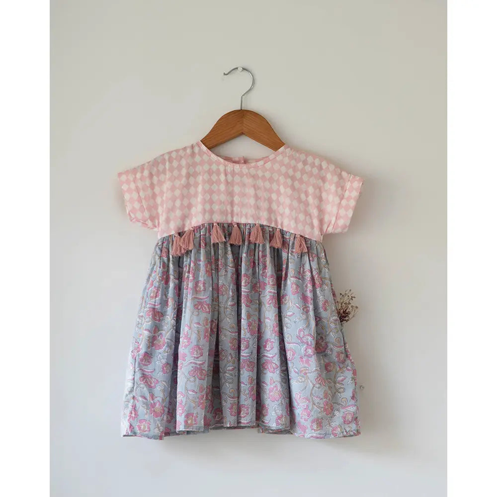 Love The World Today Tassel Dress For Girls In Sky Blue Butterfly