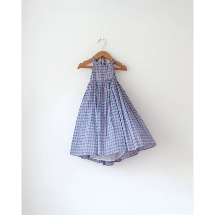Love The World Today Saaz Purple Geometric Print Halter Maxi Dress For Girls