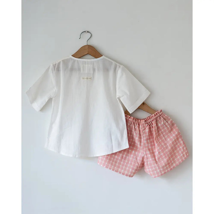 Love The World Today Sleepover Party Kurta and Shorts Co-ord Set - Warm Whiff Print - Off White