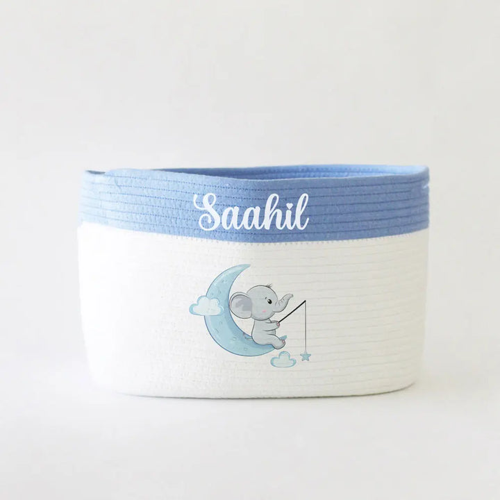The Tiny Trove Personalized Storage Basket - Medium - Ellie Theme - Blue