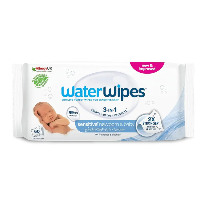 WaterWipes Baby Wipes (Imported-Ireland) 1 pack (60 wipes), Plastic-Free Original World&