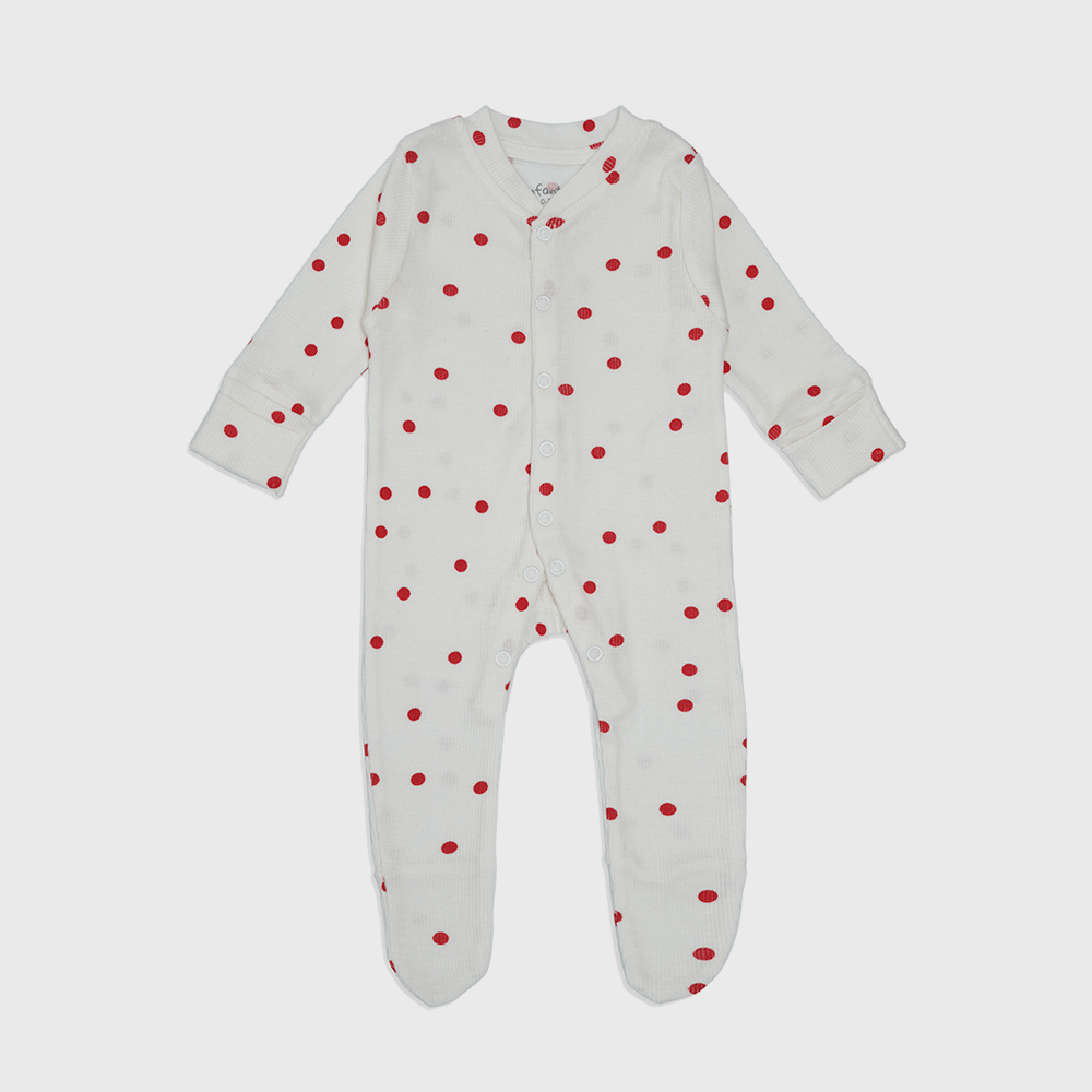 Enfants Playful Polka Dot (White &amp; Red) - Sleep Suit