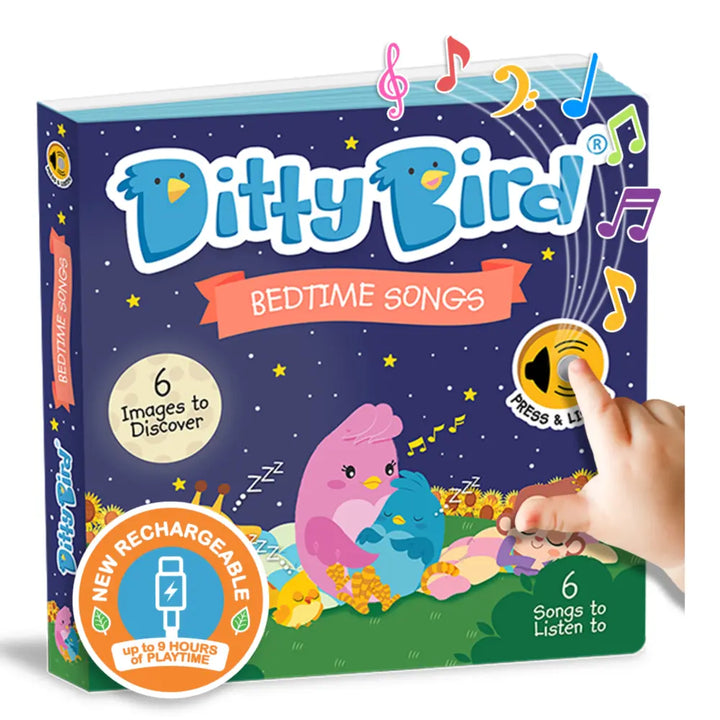 Ditty Bird Musical Book - Fun &amp; Interactive Nursery Rhyme Book for Toddlers, Baby Sound &amp; Music Book, 12M+, USB-C Rechargable - Bedtime Songs