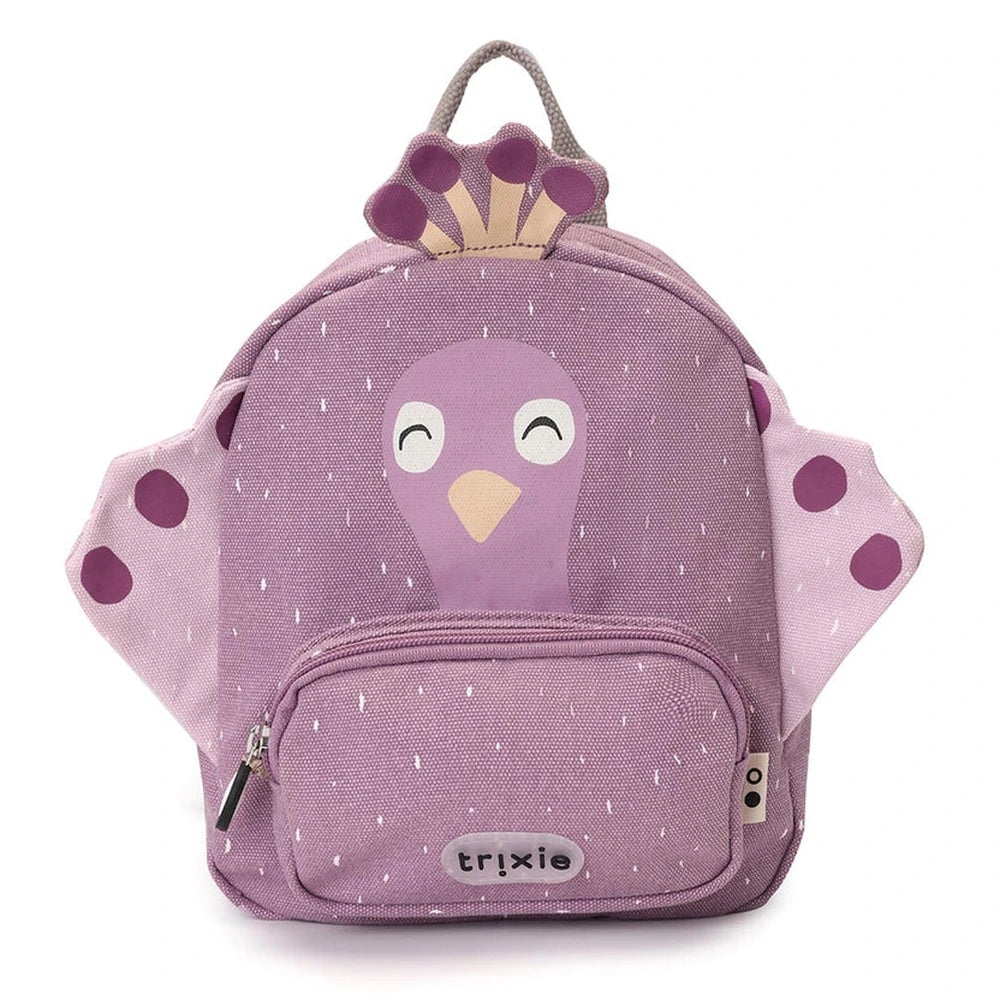 Trixie Kids Backpack | Lightweight Water-Repellent School &amp; Travel Bag with Adjustable Padded Straps, Front Pocket &amp; Name Tag for Toddlers and Preschoolers | 3 Years Onwards | Mrs. Peacock