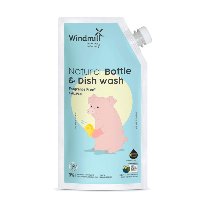Windmill Baby Natural Bottle &amp; Dish Wash Refill Pack - 450ml