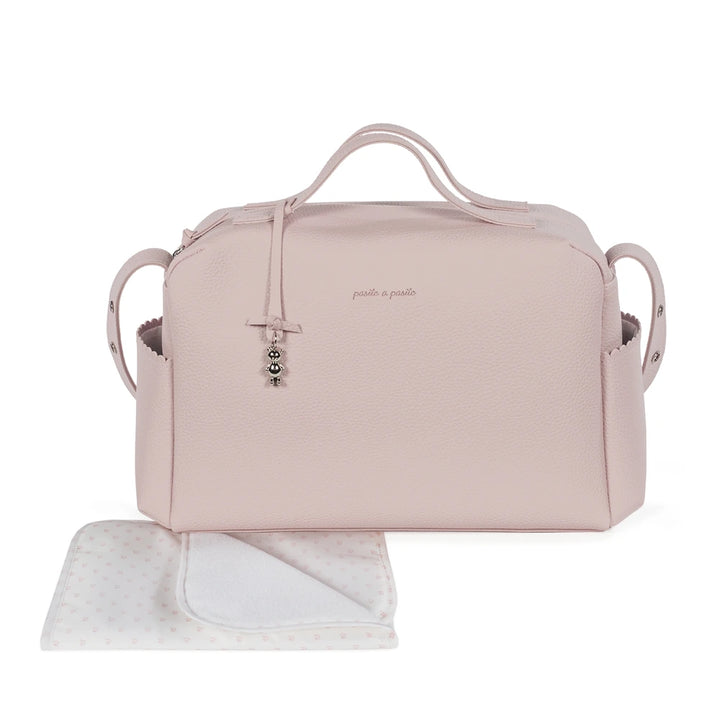 Pasito a Pasito Diaper Bag with Changing Mat, Large Capacity Water-Resistant Bag with Multi-Pocket Organizer, Insulated Bottle Pocket, Shoulder &amp; Stroller Straps, Icon Eco Leather - Rose