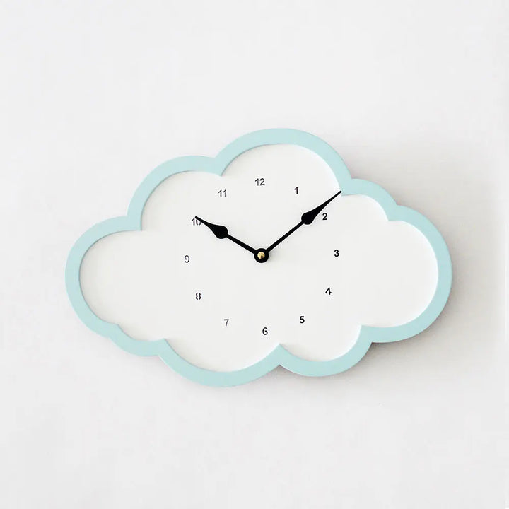 The Tiny Trove Cloud Clock - White - Blue Border