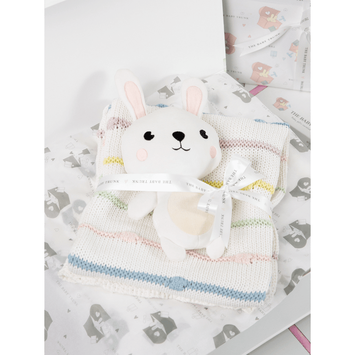 The Baby Trunk Knitted Snuggle Blanket &amp; Bunny Gift Set Box (Pack Of 2) - Newborn