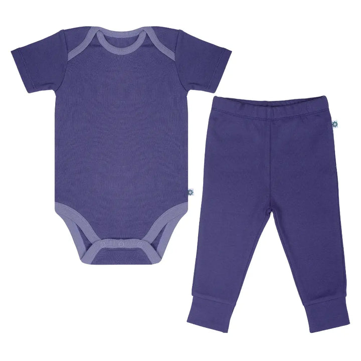 Nintara Baby 100% Cotton Unisex Bodysuit &amp; Pant Set – Midnight Blue