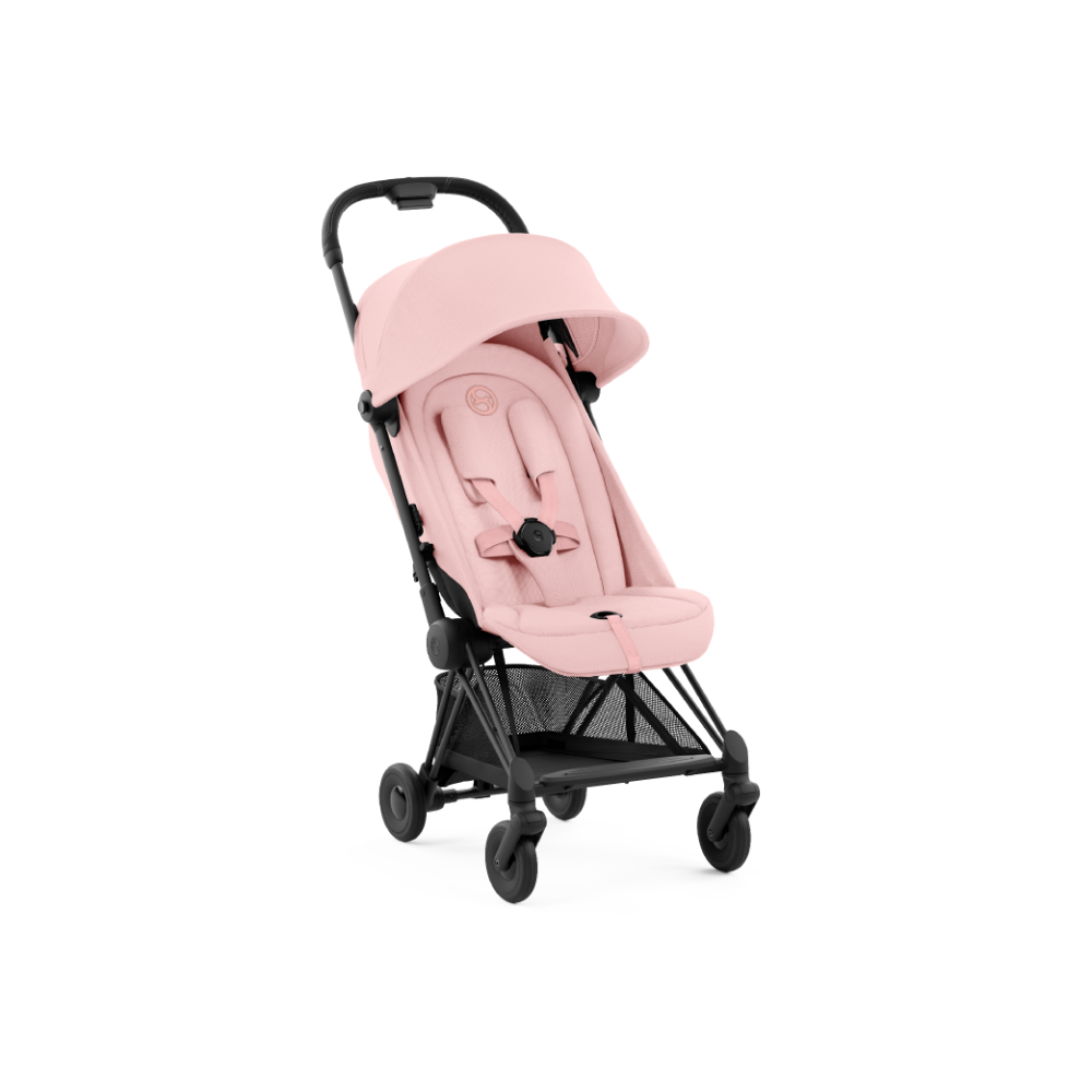 Cybex COYA Compact Travel Friendly Stroller - Peach Pink Matt Black Frame