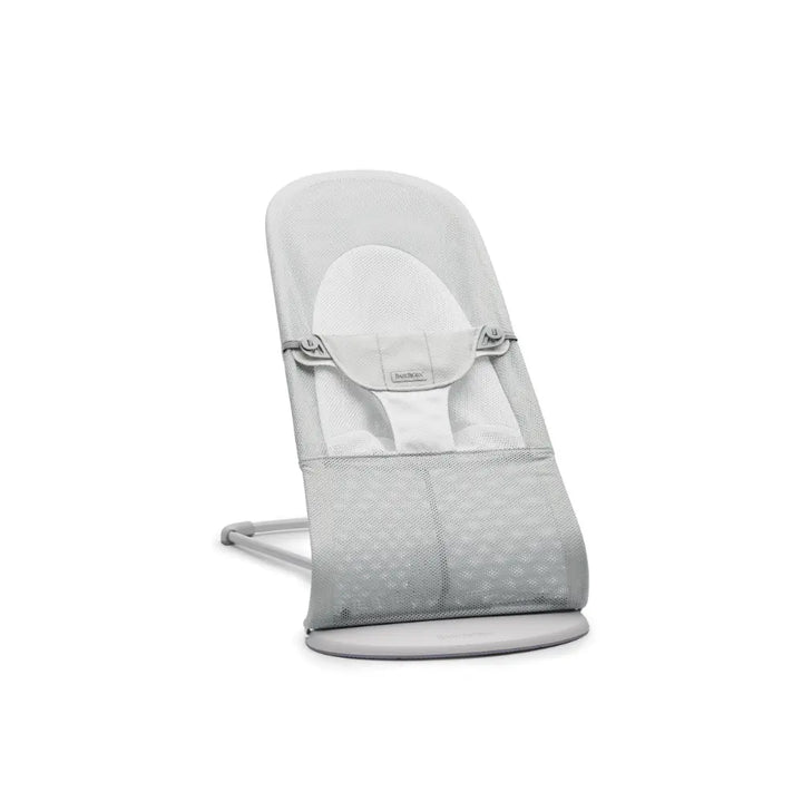 BabyBjorn Balance Soft Mesh, Lightweight Ergonomic Baby Bouncer with Natural Rocking, Convertible to a Toddler Chair, Ergonomic design, Newborn to Toddler (0–2 Years) - Silver / White