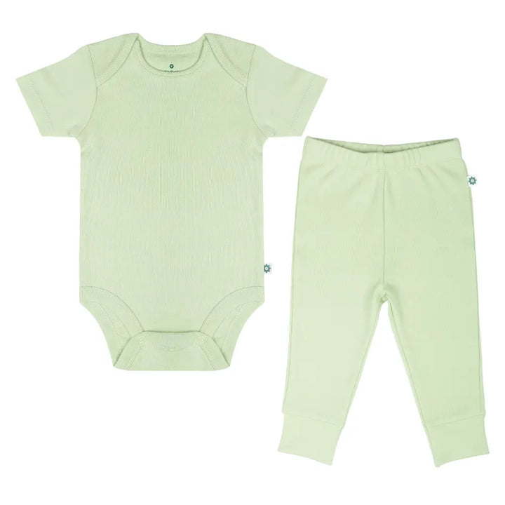 Nintara Baby 100% Cotton Unisex Bodysuit &amp; Pant Set – Soft Sage