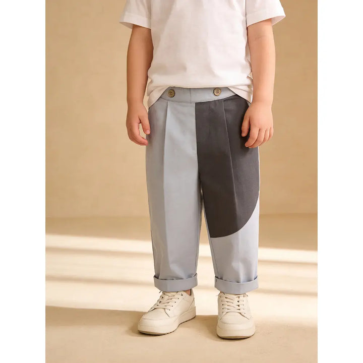 The Baby Trunk Unisex Comfy Patch Pants - Blue and Grey