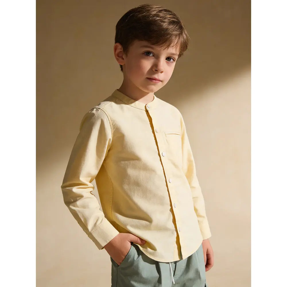 The Baby Trunk Unisex Yellow Band Collar Shirt | 0 to 24 Months