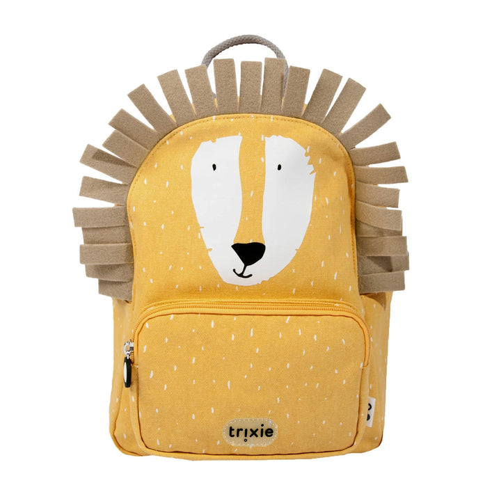 Trixie Kids Backpack | Lightweight Water-Repellent School &amp; Travel Bag with Adjustable Padded Straps, Front Pocket &amp; Name Tag for Toddlers and Preschoolers | 3 Years Onwards | Mr. Lion