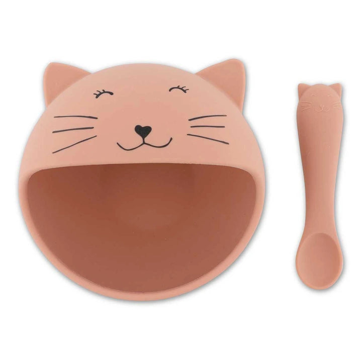 Trixie First Baby Meal Set | 100% Food-Grade Silicone Suction Bowl &amp; Soft Spoon Set for Self-Feeding, Baby Weaning &amp; First Bites | 4 Months Onwards | Mrs. Cat