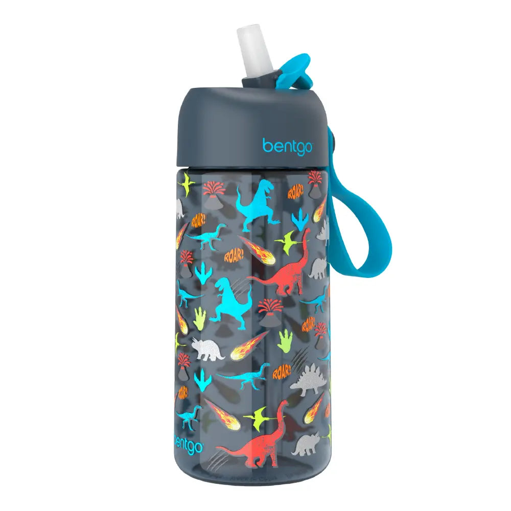 Bentgo Kids Water Bottle 450 ml, Leak-Proof Straw Bottle for Kids, Lightweighted &amp; Durable, BPA &amp; PFAS-Free Tritan Water Bottle, Ideal for School, Daycare &amp; Travel, 3 years+ - Dinosaur