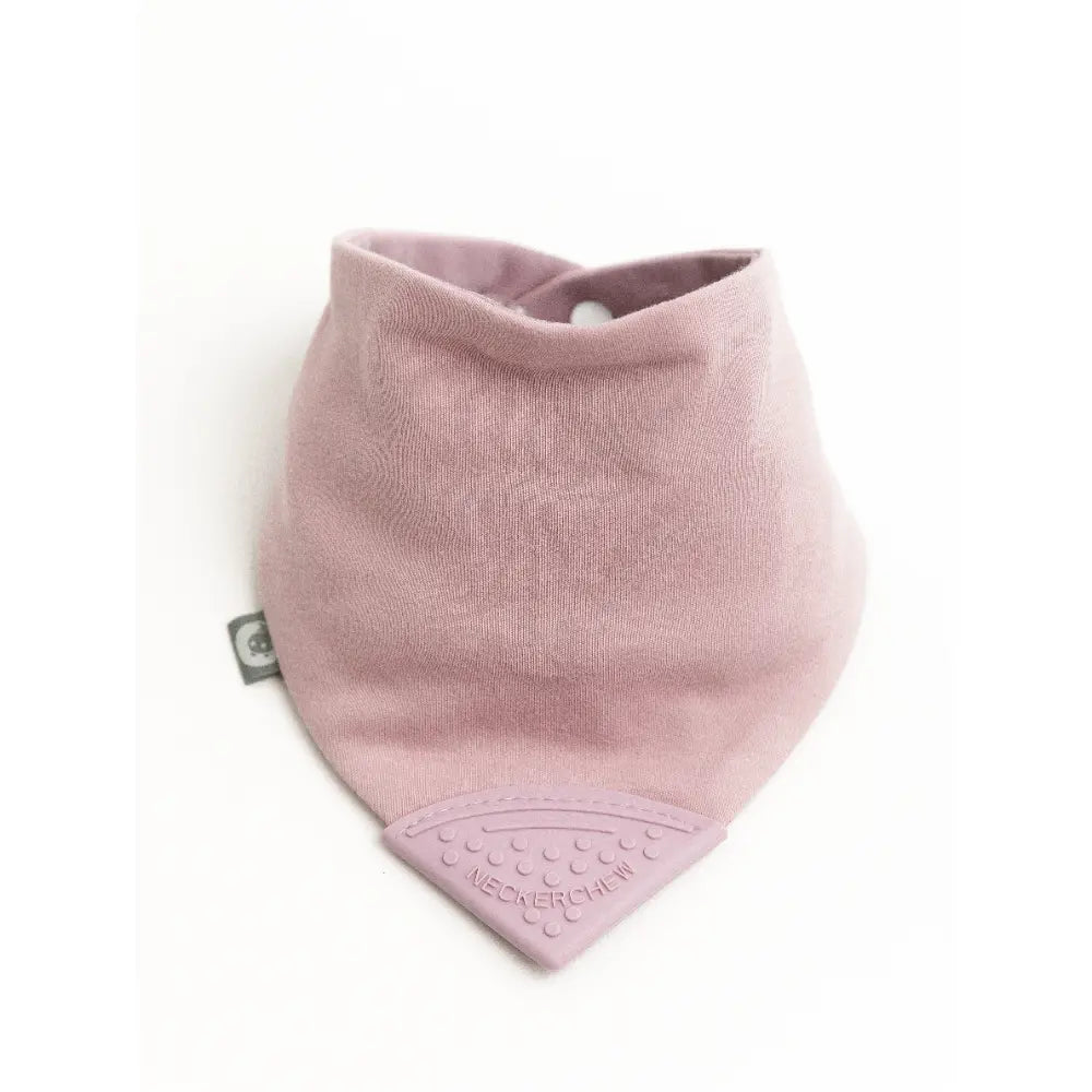 Cheeky Chompers Neckerchew for Babies &amp; Toddlers, Reversible Bib with Attached Silicone Teether, Super Absorbent, BPA-Free, 2–24 Months - Dusty Pink
