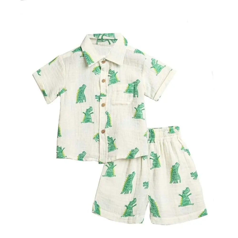 Sweetlime By As Alligator Print Cotton Co-ord Set - White